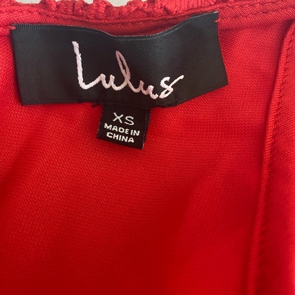 Lulus Mini Dress Coquette XS Lace Feminine Tomato Girl Cherry Red Flutter Sleeve - Picture 11 of 11